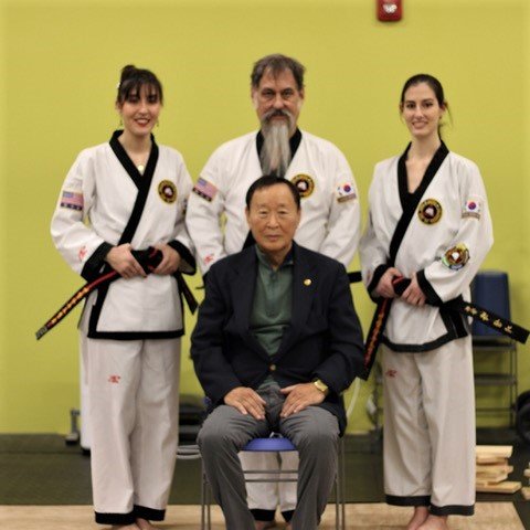 Bill, Clarissa and Leila DeGrafft have all promoted to Master level. Here, they are pictured with Grandmaster Song Ki Pak.